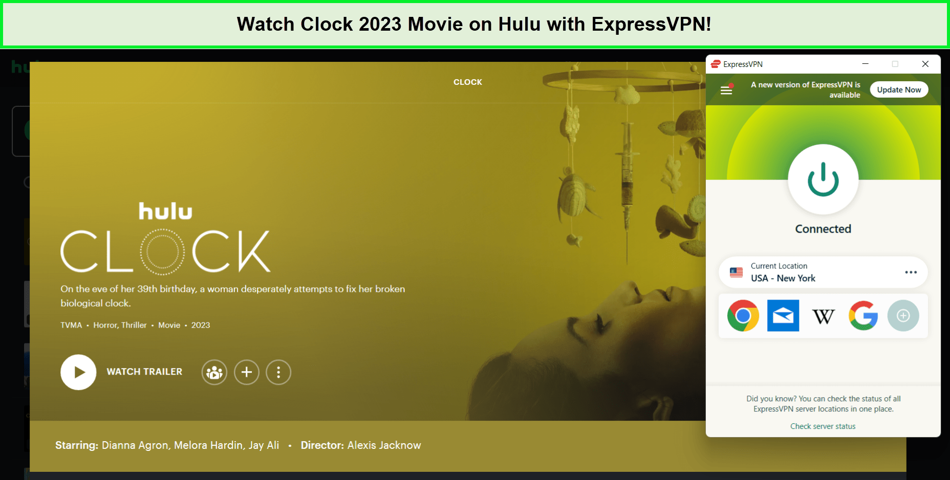 With-ExpressVPN-Watch-Clock-2023-Movie-on-Hulu-in-Hong Kong
