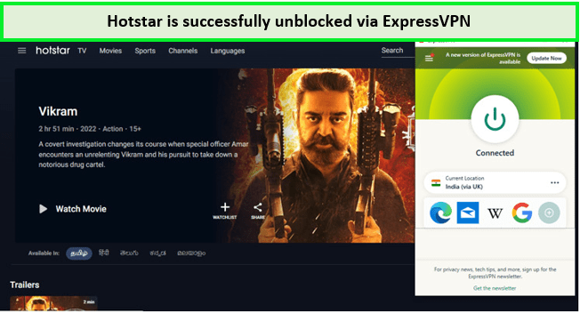 Hotstar in Australia is accessible using ExpressVPN