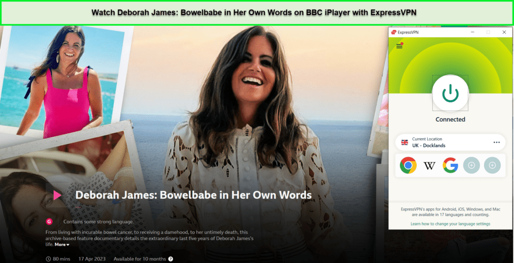 watch-deborah-james-bowelbabe-in-her-own-words-on-bbc-iplayer-in-USA-with-expressvpn