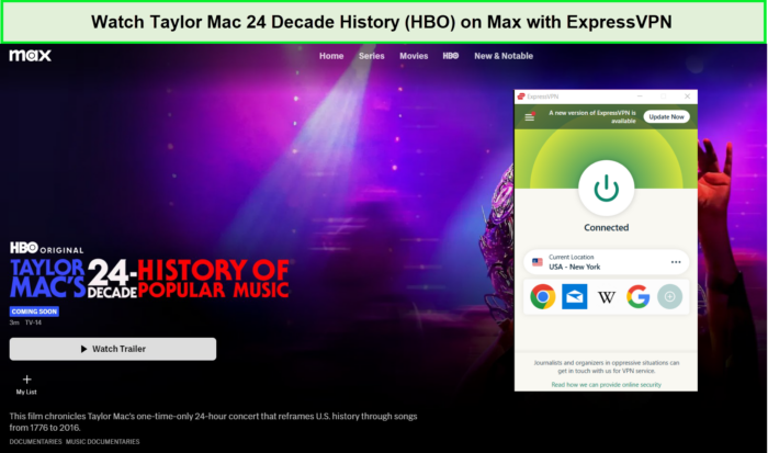 Watch-Taylor-Mac-24-Decade-History-(HBO)-in Spain-on-Max-with-ExpressVPN