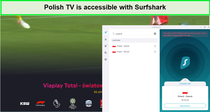 Polish tv accessed by using surfshark