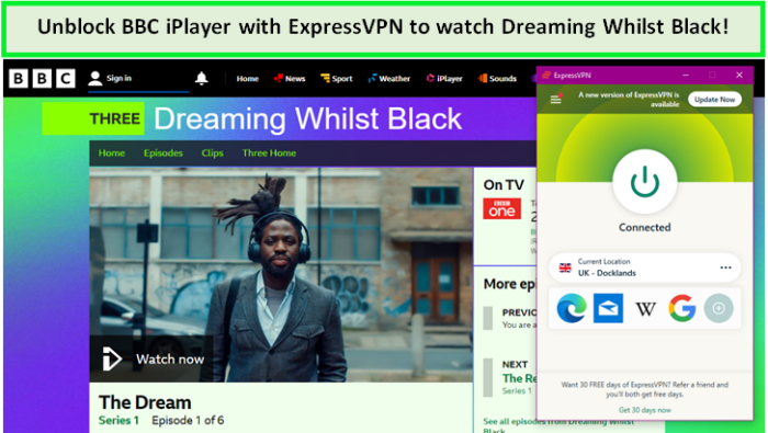 Unblock-BBC-iPlayer-with-ExpressVPN-to-watch-Dreaming-Whilst-Black-in-Australia