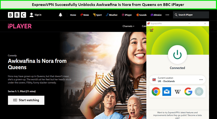 express-vpn-successfully-unblocks-awkwafina-is-nora-from-queens-on-bbc-iplayer-in-Germany