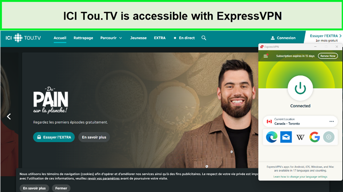 ici toutv is accessible using expressvpn