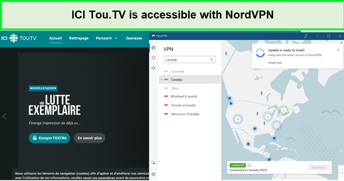 ici toutv is accessible using nordvpn
