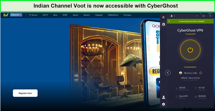 indian channel is accessible with cyberghost