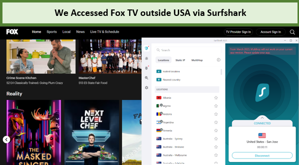 surfshark-unblocked-fox tv outside USA