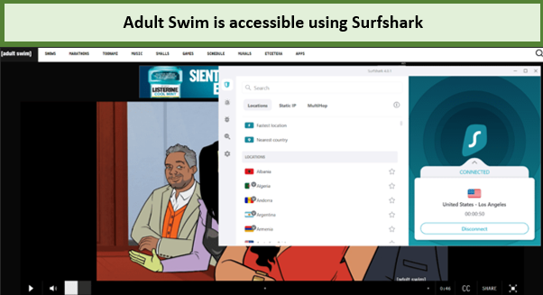 watched adult swim in australia using surfshark