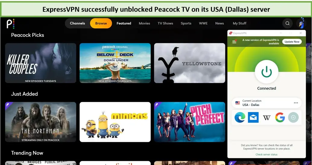 ExpressVPN-successfully-unblocked-Peacock-TV-on-its-USA-Dallas-server