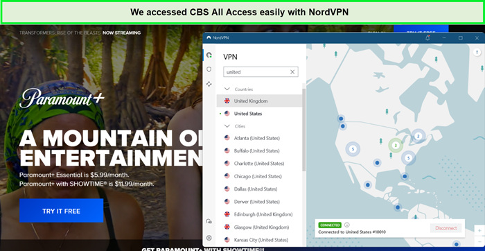 cbs all access in spain with nordvpn