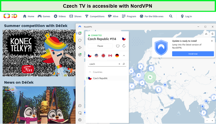 czech tv is accessible in uk with nordvpn