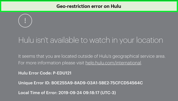  Errore di geo-restrizione su Hulu 