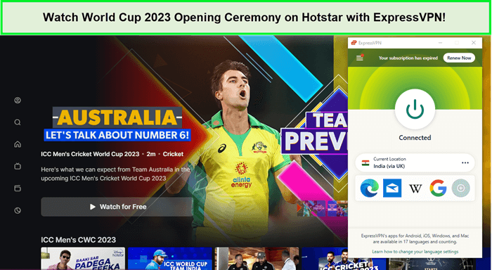 Watch-World-Cup-2023-Opening-Ceremony-on-Hotstar-with-ExpressVPN-in-Australia