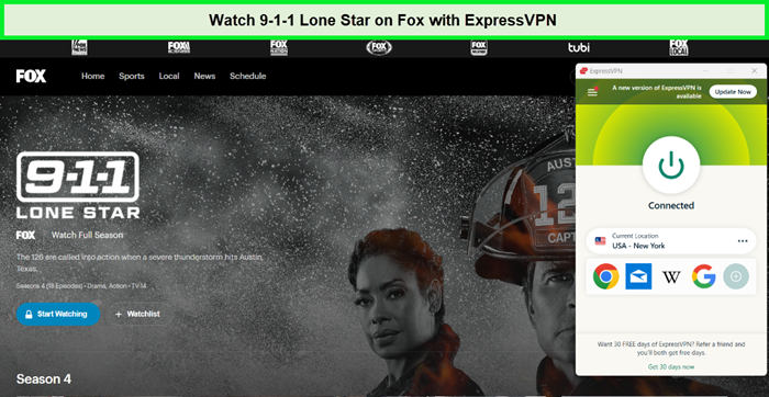We watched 911 lone star in uk with expressVPN