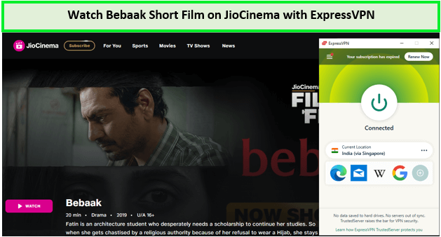 Watch-Bebaak-Short-Film-outside-India-on-JioCinema-with ExpressVPN