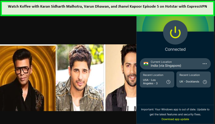 Koffee With karan Episode 5  [Sidharth Malhotra, Varun Dhawan, and Jhanvi Kapoor] on Hotstar