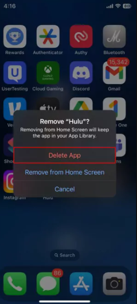 delete-hulu-app-on-ios-step-3